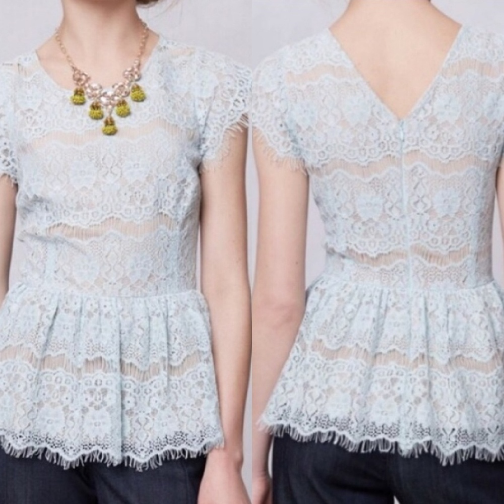 ⬇Anthropologie | Maeve Katrine Lace Peplum Top
